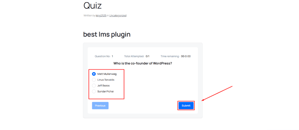 Answer the Quiz Question