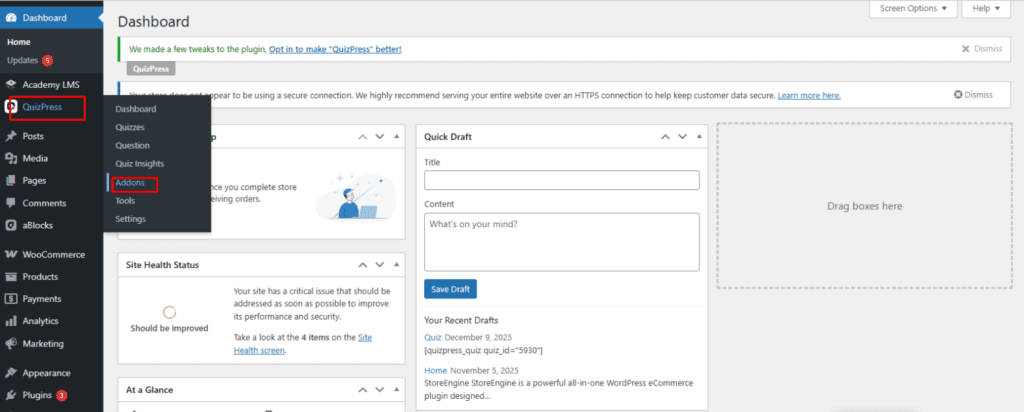 Access QuizPress Add-ons