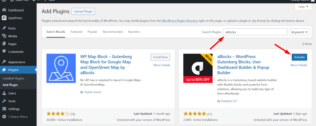 Install and Activate aBlocks
