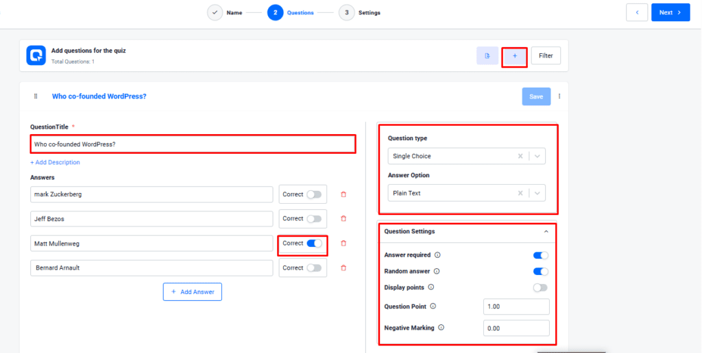 Create Quiz Questions