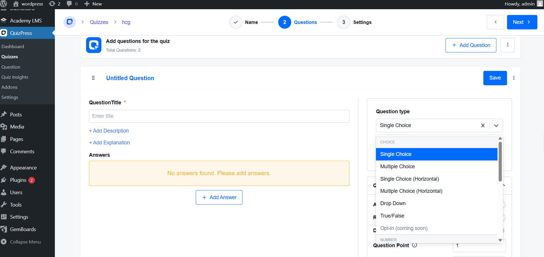 Add Questions Add Questions