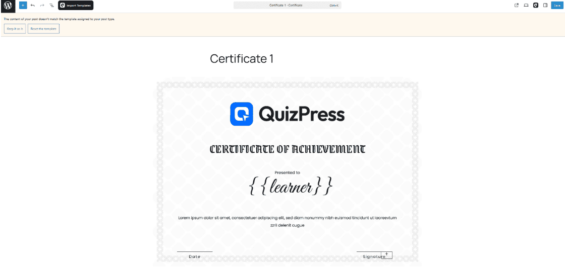 Customize certificate Customize certificate