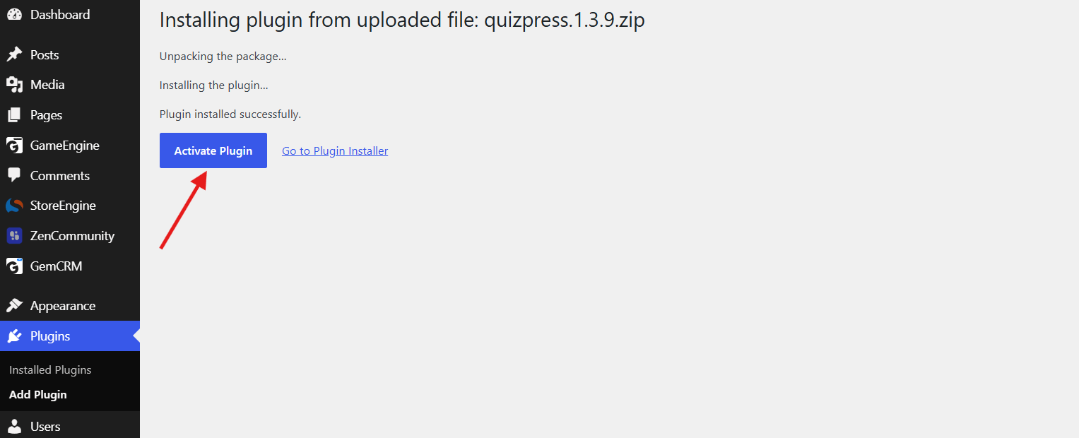 Activate Plugin Activate Plugin
