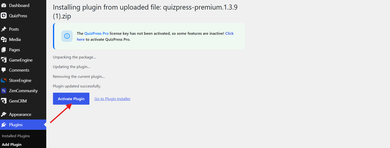 Activate Plugin Activate Plugin