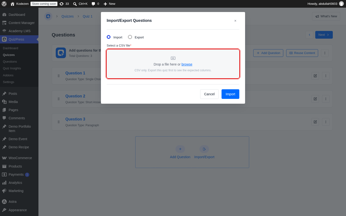 Import Quiz Questions in Bulk