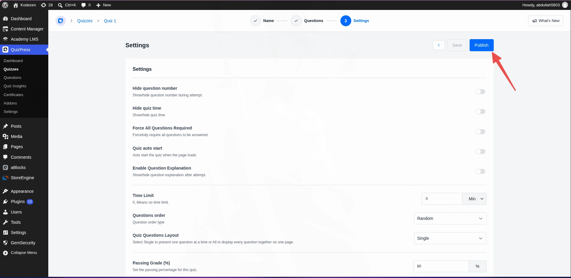 Publish and Embed Your Quiz
